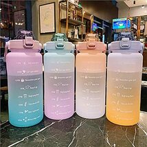 TSQIBU ボトル 水筒 大容量 2000ml ポータブルストロースポーツウォーターボトル BPAフリー プラスチックウォーターボトル 大人 子ども_画像2