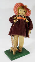 和初期 ドール「洋装布製人形」仔犬をつれた少女 足太人形 昭和レトロ アンティーク 文化人形 インテリア置物_画像1