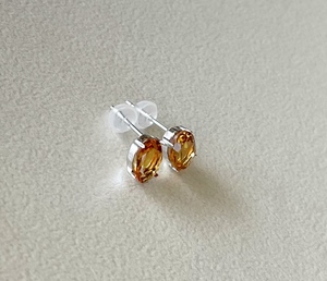  citrine earrings pt900 platinum earrings 5mm×7mm oval earrings citrine earrings 