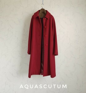 超高級 美品 Aquascutum 憧れのセレブ御用達本番英国製 オーバーサイズコート アクアスキュータム 大人気おしゃれデザイン ブランド裏地