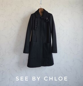  super high class beautiful goods See By Chlo gorgeous stylish modern black coat See by Chloe check lining one class goods cloth 