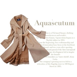 超高級 極美品 希少 Aquascutum セレブ御用達憧れのベルデッドコート 大人気ベージュ アクアスキュータム 圧倒的優雅なスタイル
