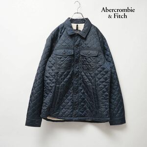 美品 Abercrombie & Fitch アバクロ 大きいサイズ キルティング 中綿ジャケット 裏地ボア メンズ 冬物アウター 紺 サイズXXL*IC205