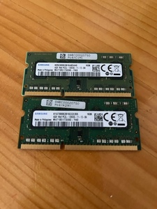 samsung 8GB (4Gx2) 1Rx8 PC3L-12800S　ノート用メモリー　2枚セット