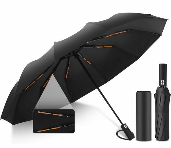 折り畳み傘 自動開閉 晴雨兼用 超特大 超撥水 耐風 UV 晴雨兼用 黒 黄 傘 男女