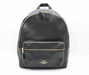 コーチ レザー リュックサック F30550 バックパック レディース ブラック系 黒 COACH z23-3904 中古品 z_b