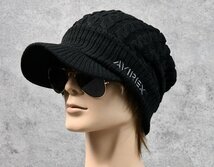 AVIREX アビレックス ニットキャップ ニット帽 帽子 大きい 大きめ 大きいサイズ メンズ アヴィレックス 7987275 ブラック 新品_画像6