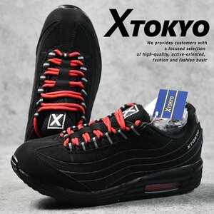 X-TOKYO スニーカー カジュアルスニーカー メンズ エアーインソール 靴 シューズ 2120 ブラック/レッド 25.5cm / 新品 1円 スタート