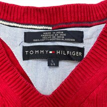 トミーヒルフィガー ベスト レッド TOMMY HILFIGER 古着 メンズ L ニットベスト 紳士 Ｖネック_画像2