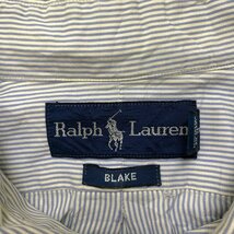 ラルフローレン シャツ 長袖 ストライプ Ralph Lauren 古着 メンズ XL 刺繍ロゴ 紳士_画像2