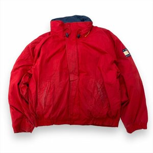 トミーヒルフィガー アウター レッド TOMMY HILFIGER 古着 メンズ L フルジップ スナップボタン アウトドア