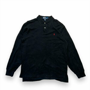 ポロ ラルフローレン ポロシャツ ブラック POLO Ralph Lauren 古着 メンズ L USA製 刺?ロゴ ワンポイント