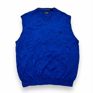 チャップス ラルフローレン ベスト ブルー CHAPS Ralph Lauren 古着 メンズ XL ワンポイント 刺繍ロゴ