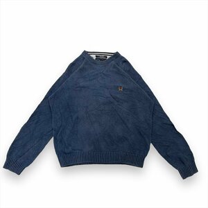 トミーヒルフィガー ニット セーター ブルー TOMMY HILFIGER 古着 メンズ XL 刺繍ロゴ ビッグサイズ