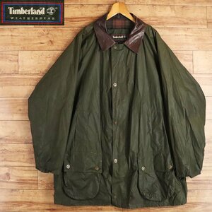 %5K/R8.17-3　Timberland　ティンバーランド　イングランド製　ハンティングジャケット　襟レザー　レインコート　ユーロ古着　メンズ　XL