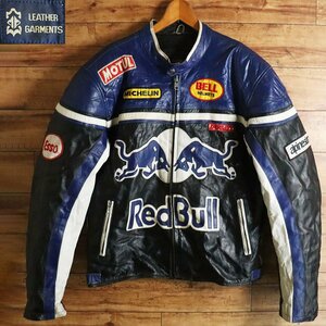 H3K/Y6.8-5　Red Bull　レッドブル　LEATHER GARMENTS　レーシングジャケット　シングルライダース　本革　レザージャケット　革ジャン