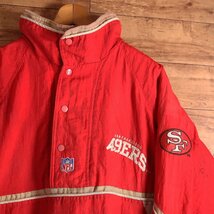 *1J/K6.28-3　90s　NFL　サンフランシスコ 49ers　STARTER スターター　スタジャン プルオーバー ナイロンパディングジャケット　中綿_画像2