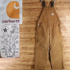 ?5T/R10.30-4 　80s～90s　ビンテージ　米国製　Carhartt　カーハート　ダック地　オーバーオール　サロペット　つなぎ　ジャンプスーツ