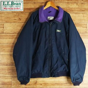 *5J/R5.18-4　80s~90s　アメリカ製　L.L.Bean エルエルビーン　ウォームアップジャケット　ナイロン フリース　XXL ビッグサイズ　ネイビー