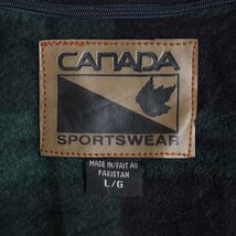 L4J/R6.2-1　カナダ古着　CANADA SPORTSWEAR　襟レザー　デニムジャケット　ジージャン　トラッカージャケット　企業刺繍　裏チェック　L_画像6