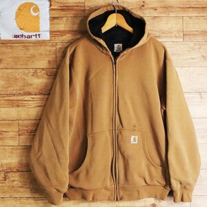 *4J/K5.1-3　Carhartt　カーハート　フルジップ　パーカー　フーディー　ヘビーウェイト　裏サーマル　メンズ　ブラウン　アメリカ古着