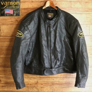 F9T/Y11.16-1　VANSON　バンソン　パンチングレザー　シングルライダース　本革　レザージャケット　サイズ54　皮ジャン　革ジャン