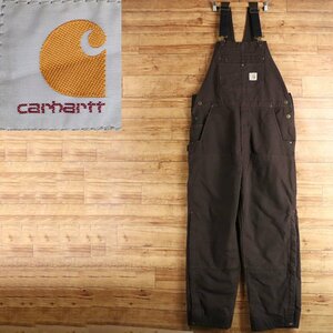 G2T/R11.7-1　アメリカ古着　Carhartt　カーハート　オーバーオール　中綿　サロペット　つなぎ　ワークパンツ　ブラウン　ジャンプスーツ