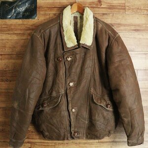 C3K/Y7.27-2　Shearling　レザーフライトジャケット　ムートンジャケット　本革　レザージャケット　革ジャン　皮ジャン　メンズ　58