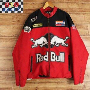 J3J/K7.4-1　アメリカ古着　OXO RALLY　Red Bull　レッドブル　レーシングジャケット　シングルライダースジャケット　中綿　ワッペン　L