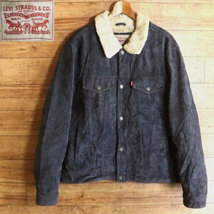 \6T/Y11.21-1　アメリカ古着　Levi's　リーバイス　裏ボア　フェイクレザージャケット　スエード　ジージャン　ライダース　皮ジャン