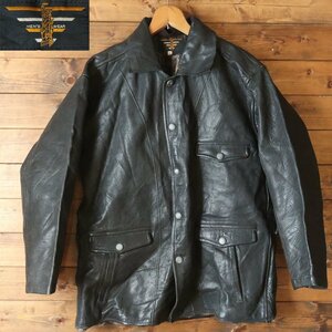 I1T/s3.17-1　ビンテージ　MEN’S WEAR　本革　レザージャケット　YKKジッパー　ライダース　革ジャン　L　ブラック　ヴィンテージ