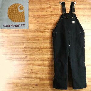 I10T/R11.22-3　アメリカ古着　Carhartt　カーハート　オーバーオール　ブラック　サロペット　つなぎ　作業服　ジャンプスーツ