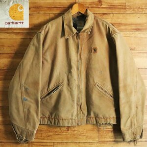 K13J/Y5.18-1　90s　Carhartt　カーハート　ダック地　デトロイトジャケット　ワークジャケット　裏ブランケット　ベージュ　アメリカ古着