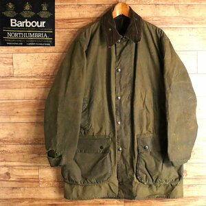 ％3T/R11.27-3　　80s ビンテージ イギリス製 Barbour バブアー NORTHUMBRIA ノーザンブリア オイルドジャケット クラッシュ グランジ