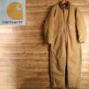 K8T/R11.27-1　アメリカ古着　Carhartt　カーハート　ダック地　中綿　つなぎ　オーバーオール　サロペット　作業服　ワークパンツ　