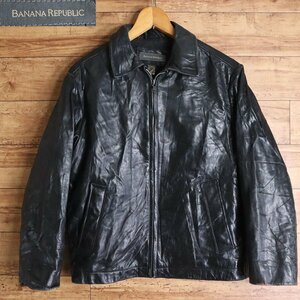 C4S/s5.10-3　BANANA REPUBLIC　バナナリパブリック　シングルライダース　本革　レザージャケット　革ジャン　皮ジャン　XS　ブラック