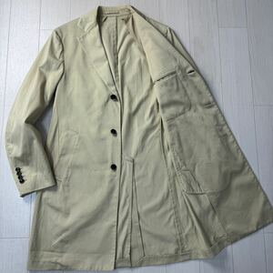 良品/46 Mサイズ相当★ラルディーニ/LARDINI ブートニエール チェスターコート ロング丈 ジャケット メンズ ベージュ 秋 伊製