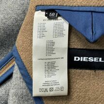 美品/50 XL相当★ディーゼル/DIESEL ツイードウール メルトン生地 チェスターコート ロング丈 ジャケット 青パイピング 厚手 メンズ 冬_画像9