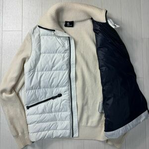 希少レア/XLサイズ★モンクレール/MONCLER ハイブリッド ライトダウン 編み込みニット コンビジャケット ブルゾン ライダース 中綿 メンズ 