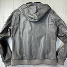 美品/Mサイズ★リューグーレザー/Liugoo Leathers TOKYO 羊革 ラム レザーパーカー フーデットジャケット ブルゾン リブニット メンズ_画像9