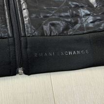 美品/L-XL相当★アルマーニ/ARMANI EXCHANGE 特殊ダイヤキルティング ハイゲージニット コンビ素材 ジップジャケット ジャージ メンズ 黒_画像4