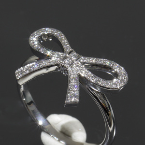  Tiffany ribbon ring 6 number bow diamond ring PT950 E0540