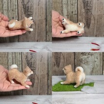 初雪と柴犬＊豆わんこ 羊毛フェルト ハンドメイド ドールハウス ミニチュア ブライス ペット 赤柴_画像3