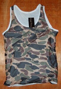  free shipping prompt decision! RealThings mesh tank top camouflage -ju× white L