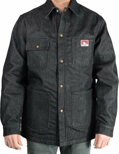 送料無料 即決！BEN DAVIS ベンデイビス リジナル デニム カバーオール ブランケットインナー スナップボタン BLACK DENIM　XL