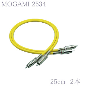 【送料無料】MOGAMI(モガミ)2534 RCAオーディオラインケーブル ２本セット REAN（NEUTRIK）NYS366 (イエロー, 25cm)　②