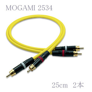 【送料無料】MOGAMI(モガミ)2534 RCAオーディオラインケーブル ２本セット REAN（NEUTRIK）NYS373 (イエロー, 25cm)　①