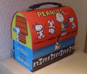 直輸入品 Peanuts ピーナッツ Snoopy スヌーピー 米国VANDOR社製 ブリキ ランチボックス ドーム型※未使用品/デッドストック/2000年前後品