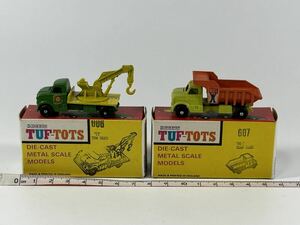 (s083) TUF-TOTS 2点セット TOW TRUCK 606 / BIG L DUMP TRUCK 607 ミニカー　当時物