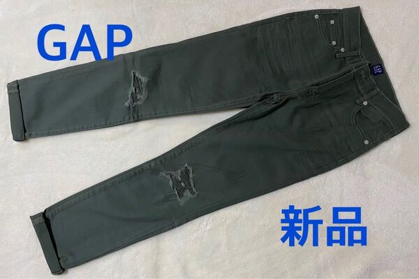 GAP DENIM カーキ ダメージデニム 24